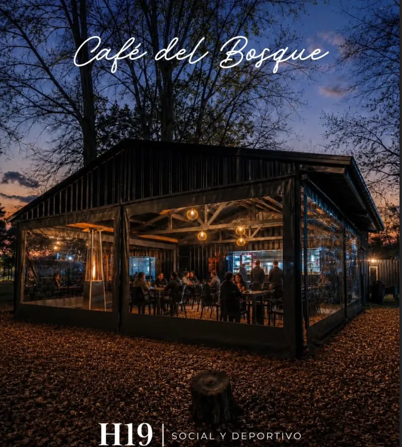 Café del Bosque de Hoyo 19 de noche, iluminado